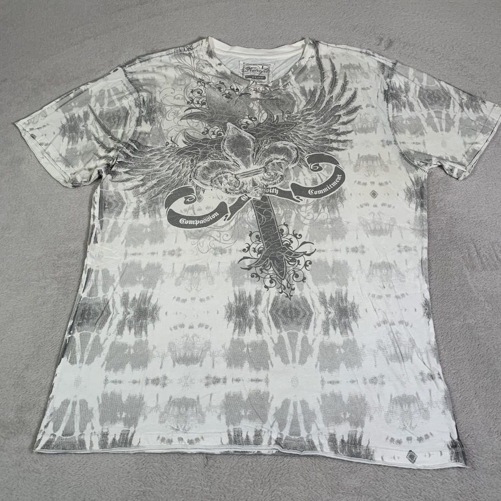 Retrofit Shirt Mens XL Gray Virtue &‎ Strength Cross Christian Faith Graphic Tee